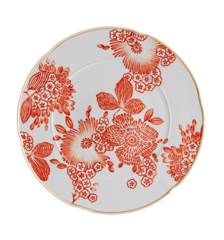 Vista Alegre | Coralina Charger Plate by Oscar de la Renta, featuring a floral pattern and gold-trimmed rim, available at Athens Cooks kitchen store.