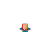 Vista Alegre | Futurismo Espresso Cups And Saucers, Set of 4, featuring bold, modern color blocks on a sleek design, reflecting contemporary artistic reinvention.