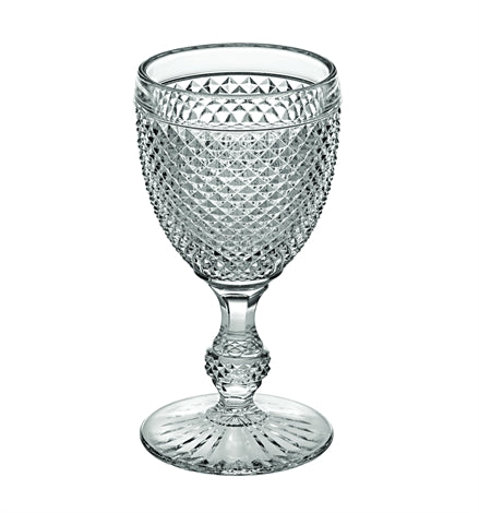 Vista Alegre | Bicos Clear Water Goblets, Set of 4, featuring diamond-cut patterns and faceted stems, ideal for elegant dining from Athens Cooks.