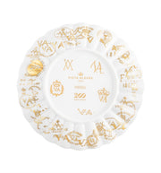 Vista Alegre | 200 Anos Tea Cup and Saucer, featuring a commemorative design with gold monograms and historic stamps, celebrating Vista Alegre's 200th anniversary.