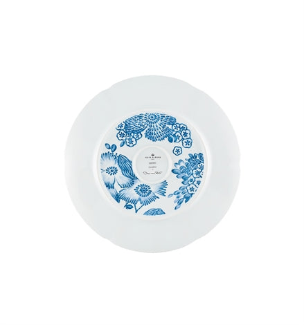 Vista Alegre | Coralina Blue Charger Plate featuring a blue floral pattern and maker's stamp on the underside, ideal for elegant table settings.