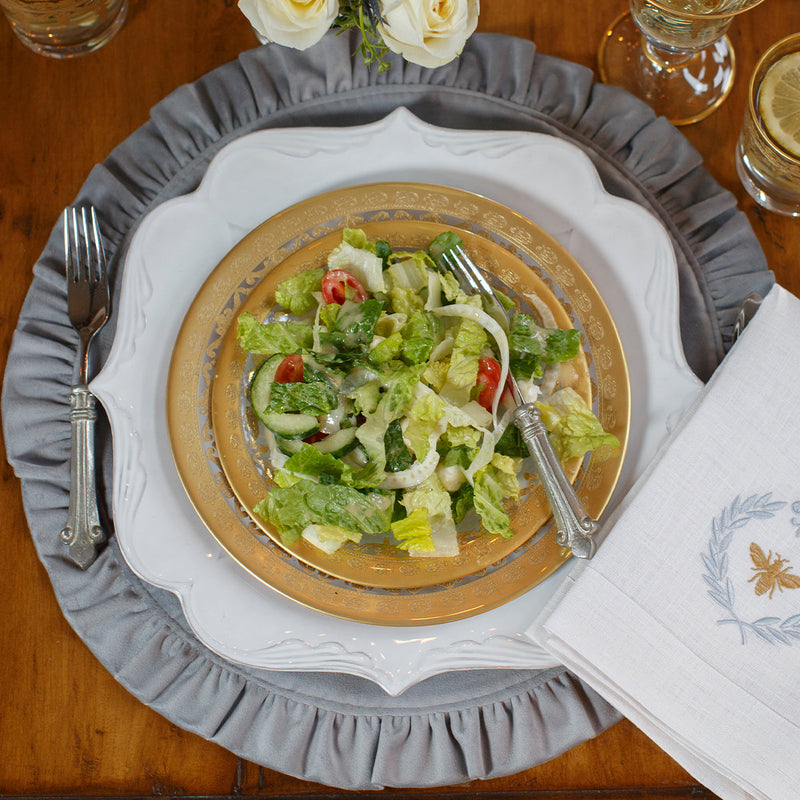 Arte Italica & Crown Linen Designs | Vetro Gold Salad & Dessert Plate