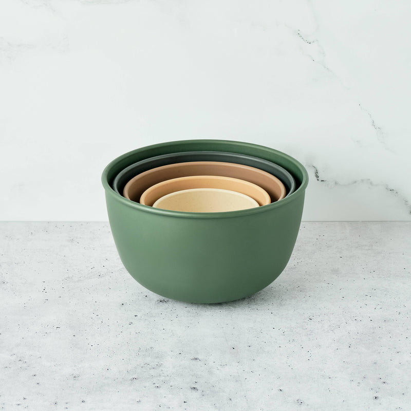 Bamboozle - 5-Piece Astrik Mixing Bowl Set: Fresh Guacamole, showcasing stackable, eco-friendly bowls in various sizes, designed for durability and convenience in kitchen tasks.