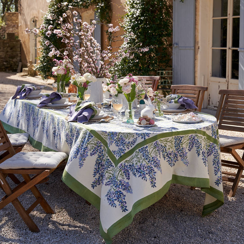 Couleur Nature | Wisteria Blue & Green | Tablecloth: 71"x71"