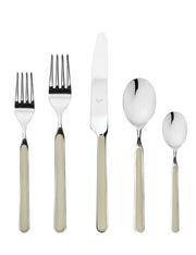 Mepra SPA - Place Set 5 Pcs Fantasia: Light Blue, featuring elegant stainless steel silverware with durable resin handles, showcasing a knife and fork.