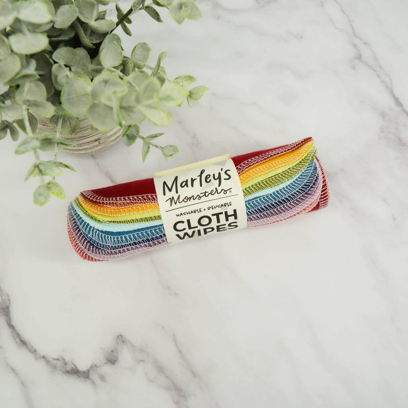 Marley's Monsters | Cloth Wipes - Earthy Rainbow displayed as versatile, sustainable cotton flannel wipes, suitable for various uses, aligning with Athens Cooks' eco-friendly kitchen ethos.