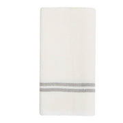 Caravan Home | Vintage Linen Ivory & Grey Towels, featuring handmade Khadhi linen with gray stripes, ideal for adding elegance to any dining setting.