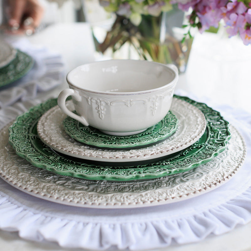Arte Italica & Crown Linen Designs | Renaissance 2 Handled Soup Bowl, White