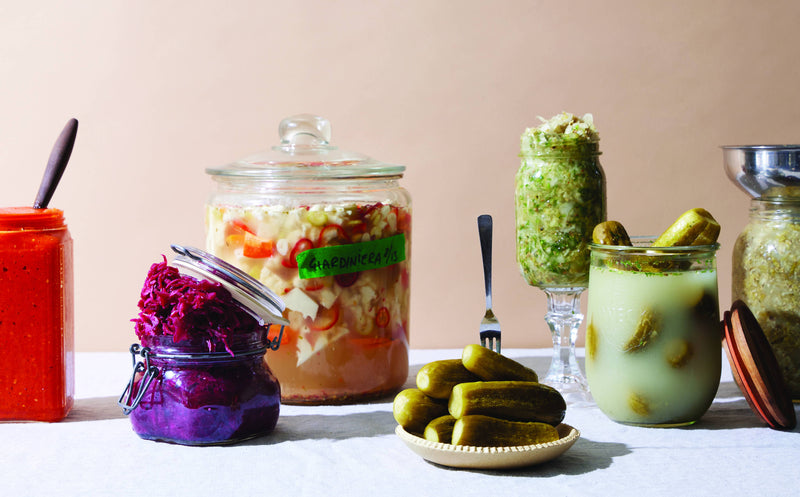 Havsnø Fine Kosher Norwegian Sea Salt amidst jars of pickled vegetables, ideal for fermentation and preserving, embodies Athens Cooks' culinary expertise and sustainable values.