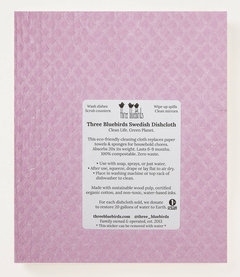 Three Bluebirds Swedish Dishcloths - Easter Eggs on Rose design, featuring a sustainable, biodegradable cloth ideal for cleaning, available at Athens Cooks kitchen store.
