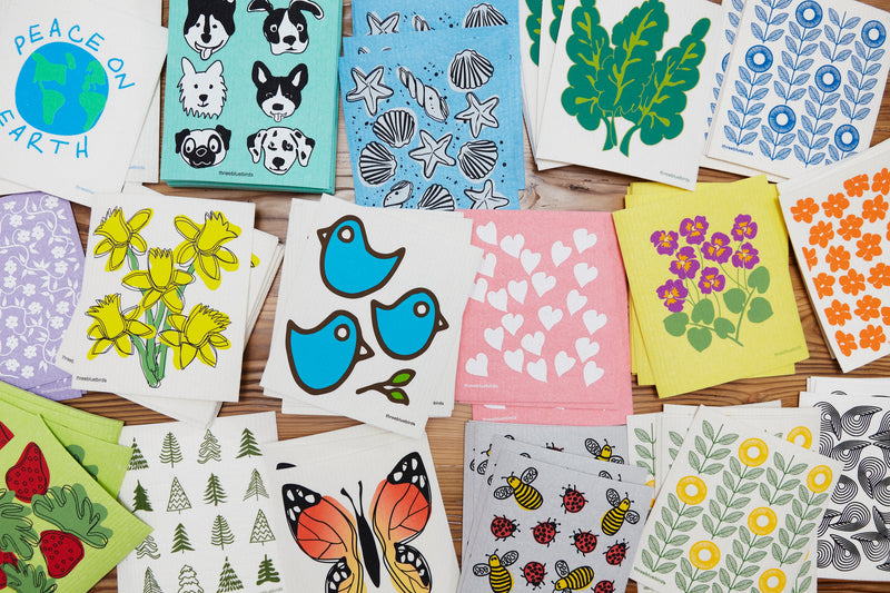 Three Bluebirds Swedish Dishcloths | Cornflowers Swedish Dishcloth