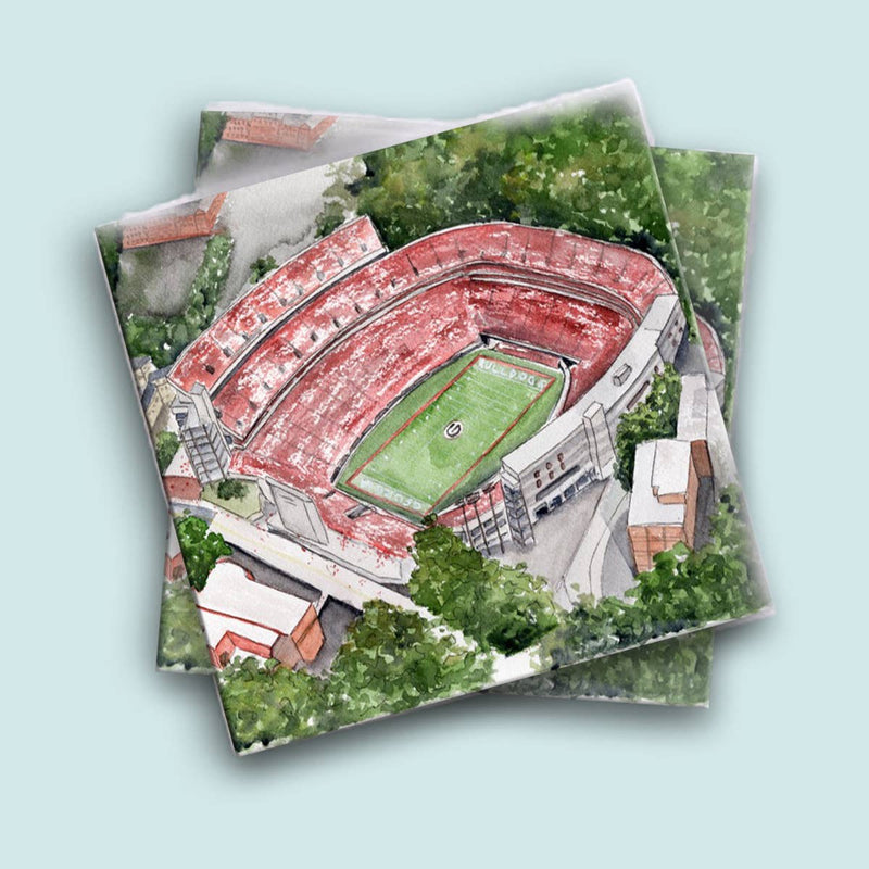 Grace Langdon Art | Georgia Bulldogs Sanford Stadium Tailgate Cocktail Napkins