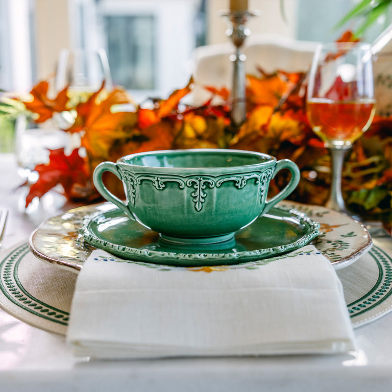 Arte Italica & Crown Linen Designs | Renaissance 2 Handled Soup Bowl, White