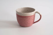 RachaelPots | Jumbo Mug - Nude-Light Blue, hand-thrown with a thumb rest handle, ideal for coffee or soup. Each unique piece is crafted in Brooklyn, NY.