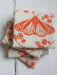 Hearth and Harrow - Set of 4 Organic Cotton Moth Napkins - Orange - Butterfly.