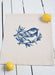 Hearth and Harrow - Organic Cotton Chickadee Tea Towel in Navy Blue.