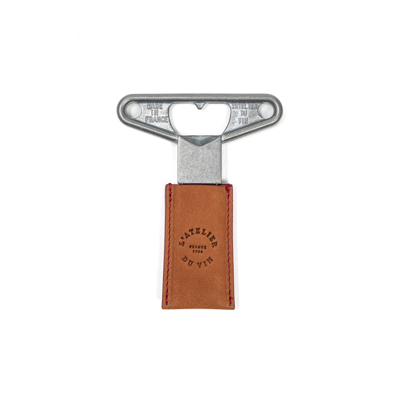 L'Atelier du Vin - USA - Twin Blade Wine Opener - BILAME CRAFT, T-shaped, die-cast metal with leather sleeve, for seamless cork extraction without piercing.