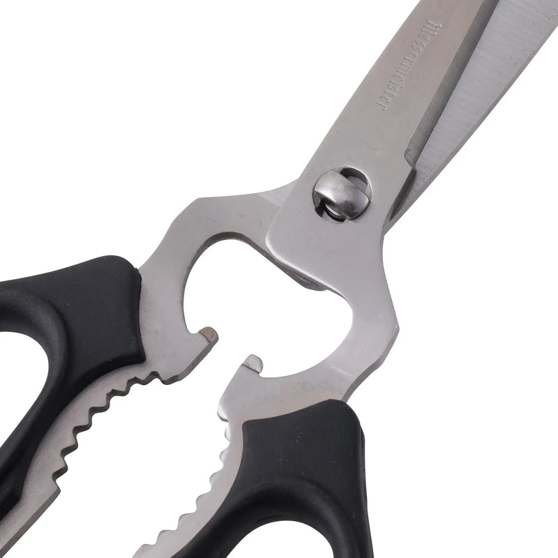 Messermeister - Take-Apart Kitchen Scissors - 8: Red, featuring versatile functions like a screwdriver and bottle opener, ideal for various kitchen tasks, with detachable parts for easy cleaning.