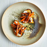 Villa Jerada - Urfa Biber - 50g atop ricotta-and-carrot bruschetta, showcasing its complex, smoky heat and mild spice on toasted rustic bread at Athens Cooks.