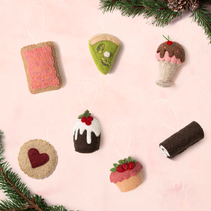 Farmhouse Pottery | Felted Breakfast Ornament, Waffle Stack