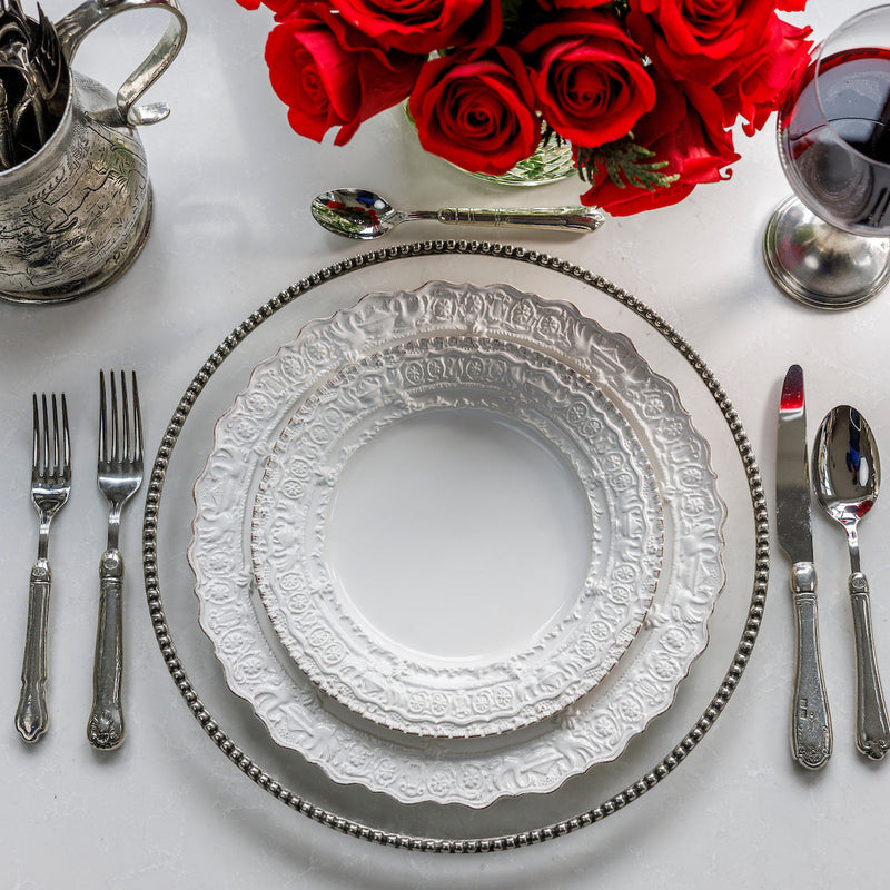 Arte Italica & Crown Linen Designs | Renaissance Dinner Plate,  White