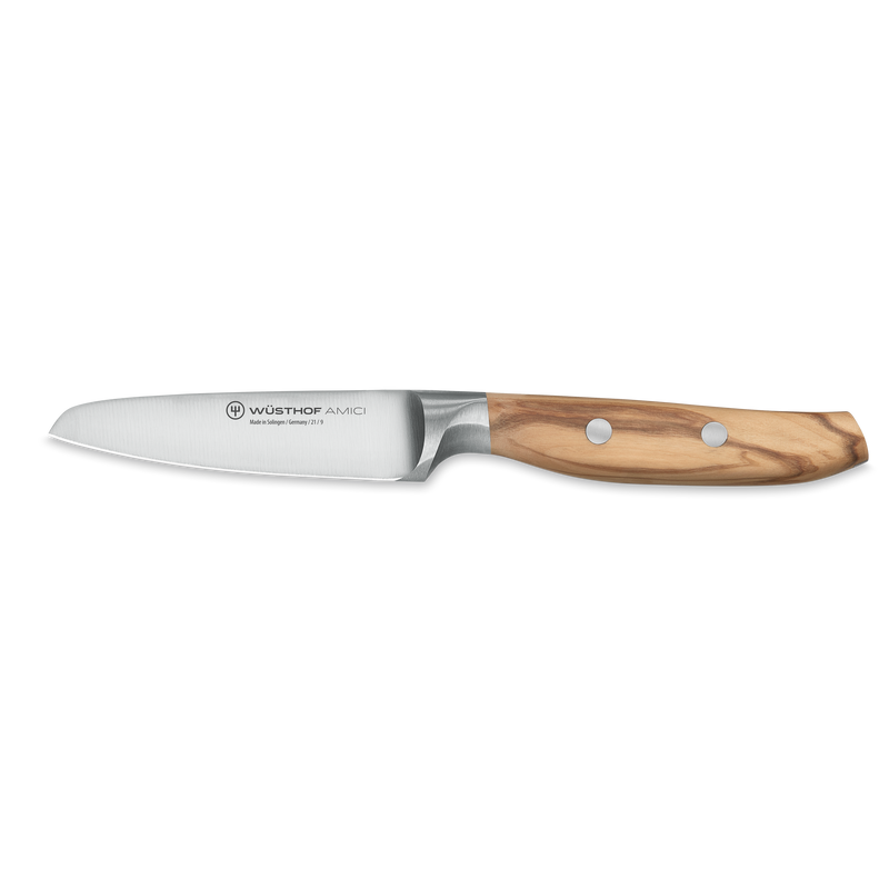 Wüsthof | Amici 3 1/2 Paring Knife featuring a sharp blade and sleek wooden handle, ideal for precision tasks in the kitchen.