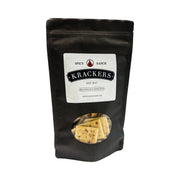 Bag of Krackers | Sour Kream and Onion Ranch with spicy ranch flavor, seen through clear packaging showing crackers inside.