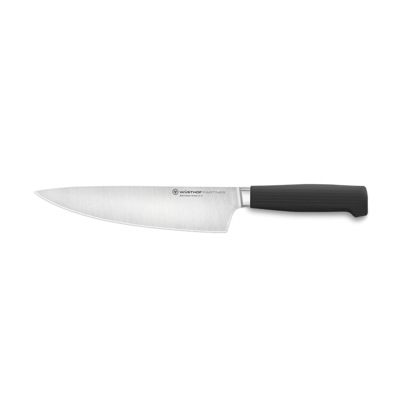 WÜSTHOF Partner 8-inch chef’s knife with forged steel blade and textured black handle