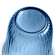Royal Copenhagen | Waves Highball Glass, Blue: Upside-down ribbed glass tumbler, blue-tinted, featuring a wave-inspired design, ideal for elegant drinks. Set includes two.