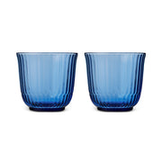 Royal Copenhagen | Waves Water Glass, Blue, Set of 2: Elegant, fluted tumblers with a stackable design, ideal for enhancing everyday table settings and festive occasions.