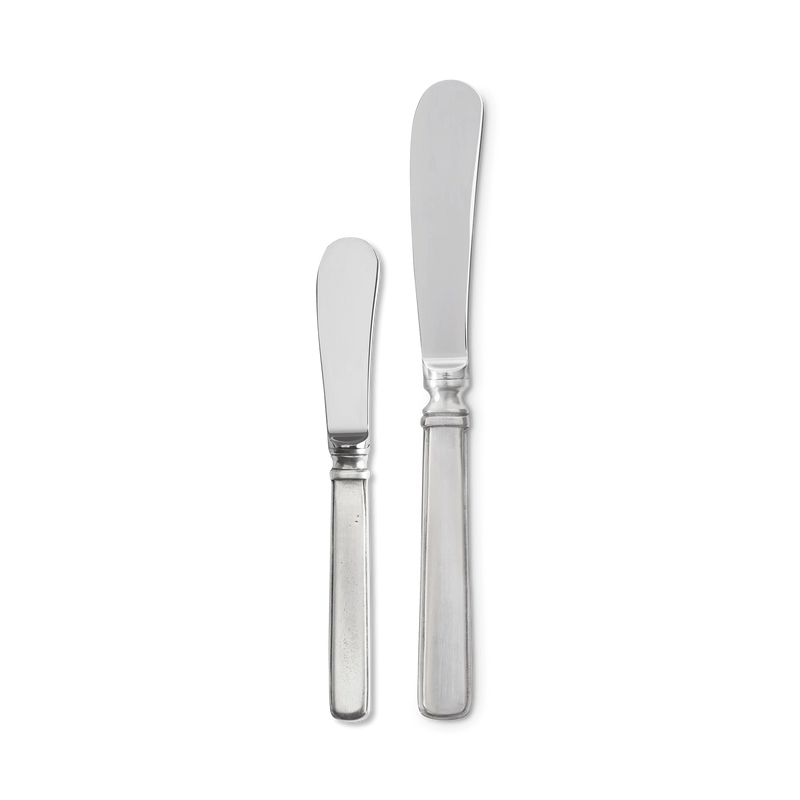 Match | Italian Pewter Gabriella Butter Knife - Large, featuring a pewter handle and stainless steel blade, perfect for elegant butter spreading in various dining settings.