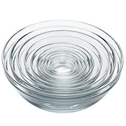 Duralex | Le Gigogne Clear Stackable Bowls, Set of 10, showcasing nested tempered glass bowls perfect for versatile kitchen use, ideal for Athens Cooks' curated collection.