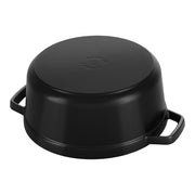 Staub | Round Cocottes - 5.5 qt Matte Black, showcasing its Made in France base, exemplifies premium craftsmanship for versatile cooking.