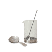 Match | Italian Pewter Mixologist Tools - Mixing Glass + Cocktail Strainer Set, featuring a lead-free crystal mixing glass and a pewter strainer for effortless cocktail preparation.