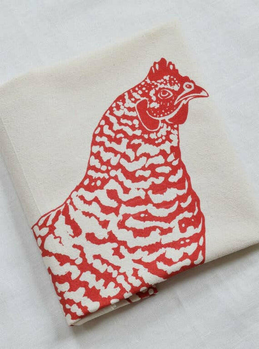 Hearth and Harrow - Organic Cotton Chicken Tea Towel (Red).