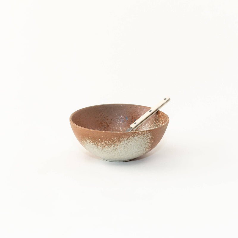 Sarah Kersten - Ramen Bowl: Klamath Wheat, ceramic bowl with a spoon, ideal for noodles, salads, or side dishes, showcased at Athens Cooks kitchen store.