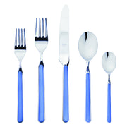 Mepra SPA - Place Set 5 Pcs Fantasia: Turtle-dove, featuring stainless steel and resin for durability, includes fork, knife with double serration, and other utensils.