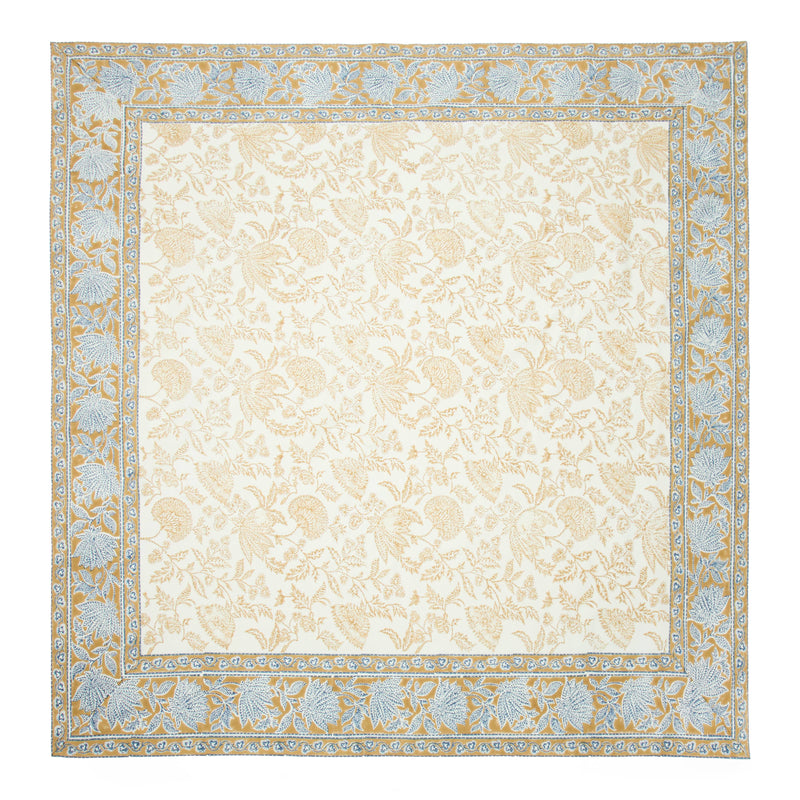 Couleur Nature - Chloe Blue & Brown Tablecloth: 71" x 71"