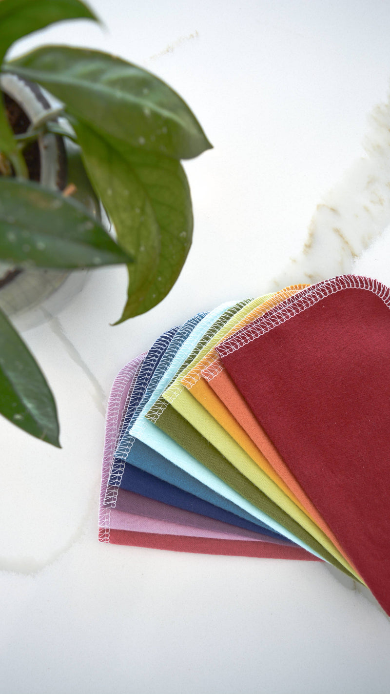 Marley's Monsters UNpaper® Towel Refill Packs - Earthy Rainbow, 12-pack set, featuring reusable cotton flannel towels as an eco-friendly, durable alternative for kitchen use.