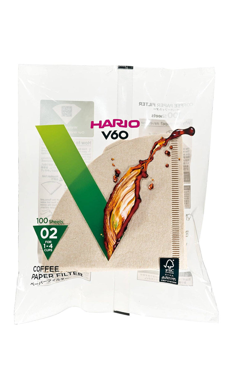 HARIO USA - V60 Paper Filters: White / 100 Sheets Boxed, ideal for precise pour-over coffee brewing, enhancing flavor clarity for 1-4 cups.