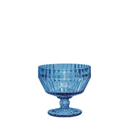 Fortessa | Archie Cornflower 10oz Footed Dessert Bowl, a stylish glass tableware piece ideal for serving desserts, showcased on a plain backdrop.