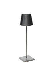 Zafferano America - Poldina Pro Cordless Lamp: Rust, featuring a sleek metal base, tapered shade, and cordless LED design, ideal for modern indoor/outdoor ambiance.