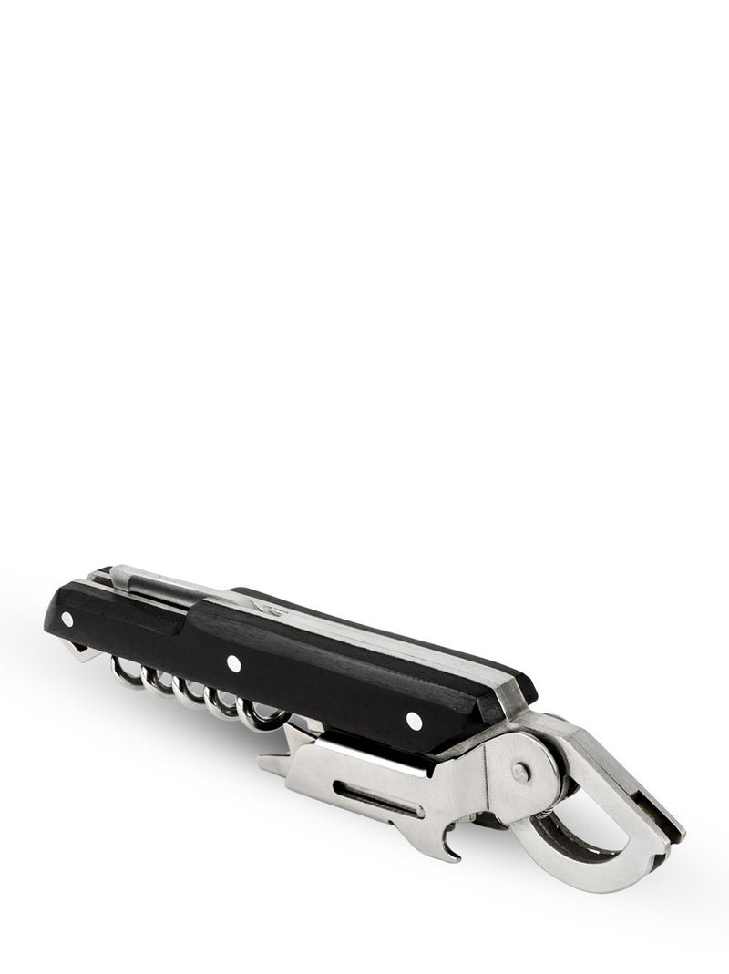 Peugeot | Clavelin Sommelier Corkscrew, Black: A folding multi-tool with corkscrew, lever, and bottle-opener, designed for seamless cork removal.
