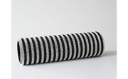 Chilewich | Breton Stripe Shag Mat - Malibu, featuring black and white stripes with a tufted texture, ideal for adding elegance and durability to any space.