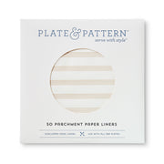 Sandy Stripes Original Flat Plate Liners, featuring a white circle with brown lines, designed for stylish table settings from Athens Cooks.
