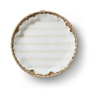 Woven basket holding Sandy Stripes Original Flat Plate Liners, ideal for enhancing kitchenware presentations.