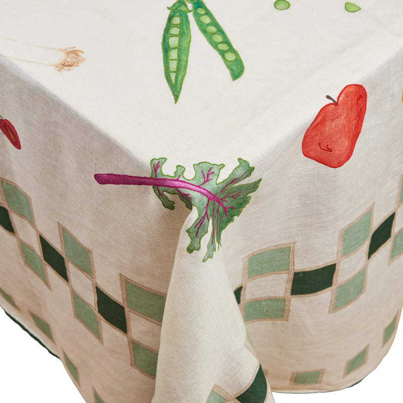 Misette | Still Life Linen Tablecloth in Green