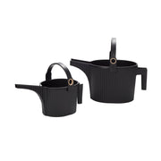 Hachiman Garden Beetle black small and large watering can set on white background