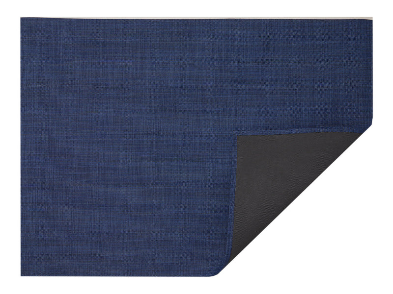 Chilewich | Mini Basketweave Rugs - Indigo, showcasing a close-up of the durable, woven pattern, ideal for enhancing entryways or kitchens with style and functionality.