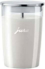 Jura | IN HOUSE RECEIVE ONLY Z10 - Fully Automatic Espresso + Coffee Machine, features a sleek design with a visible glass container holding white liquid.